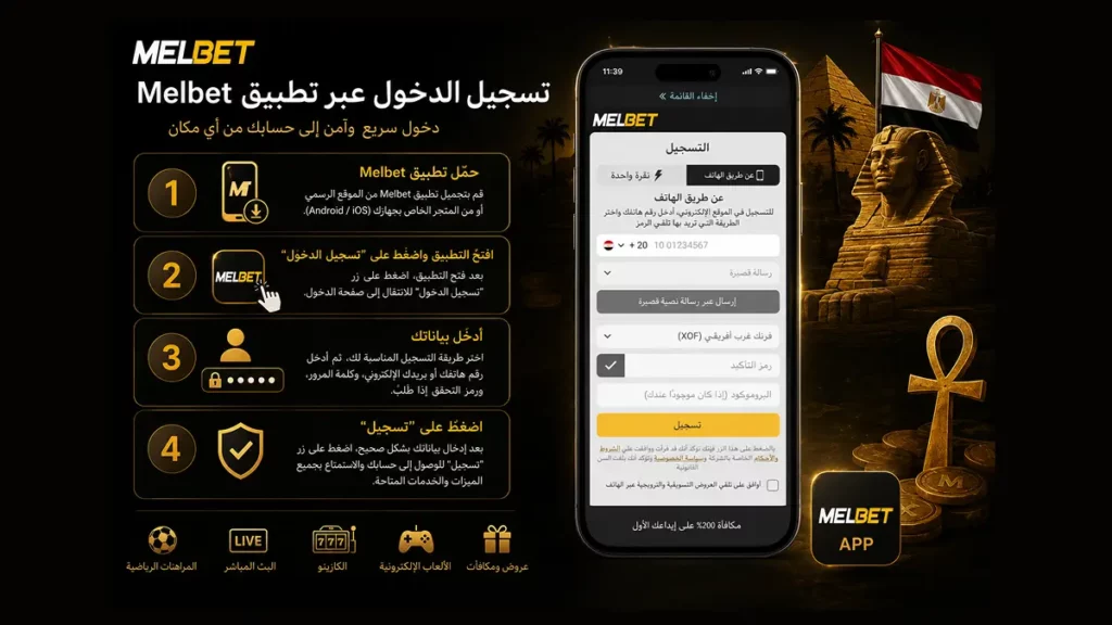  خطوات تسجيل الدخول بعد تحميل تطبيق Melbet على الهاتف